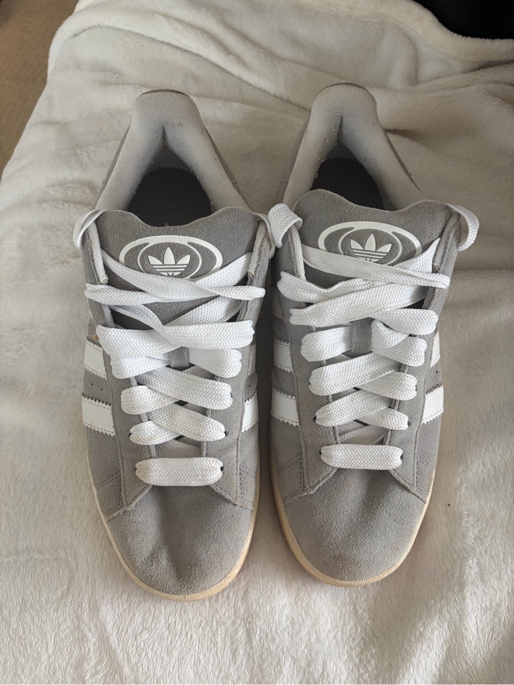 adidas Gray Suede Men’s Sneakers with White Stripes